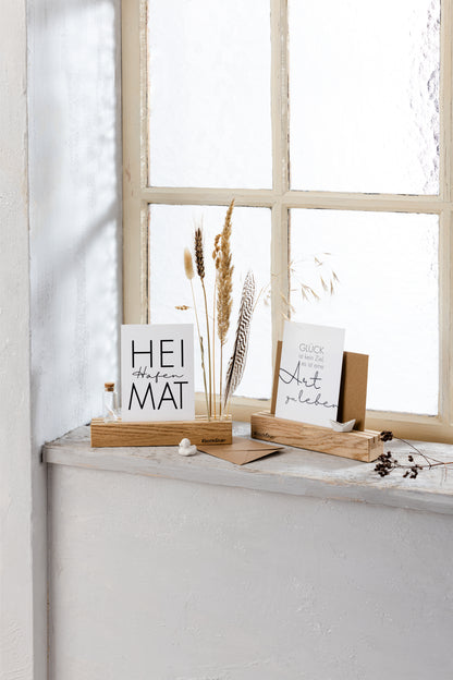 Bilderhalter, Kreativspur, Heimat, Heimathafen, Postkarte, Kartenhalter, Kreativspur, Postkartenhalter, Schiff, Boot, Ente, Feder, Trockenblumen, Herz, Postkarte, Heimat, Fotohalter